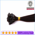 20" Straight Black Human Virgin Remy Hair Double Drawn Brazilian Ponytail Hair Extensions V-Tip Hair